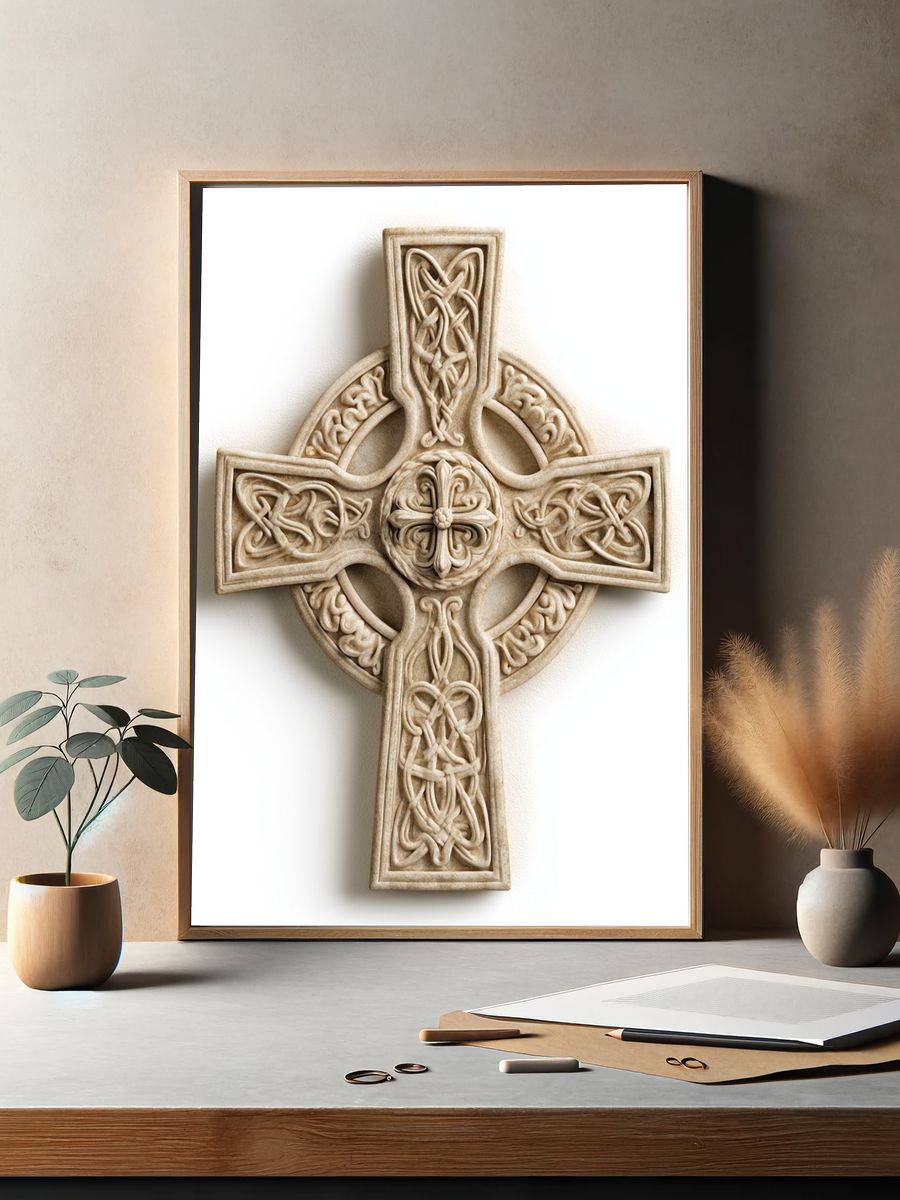 Celtic Cross Relief Print. — room view 2