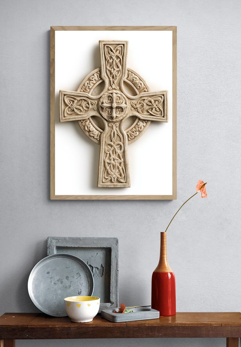 Celtic Cross Relief Print. — room view 3