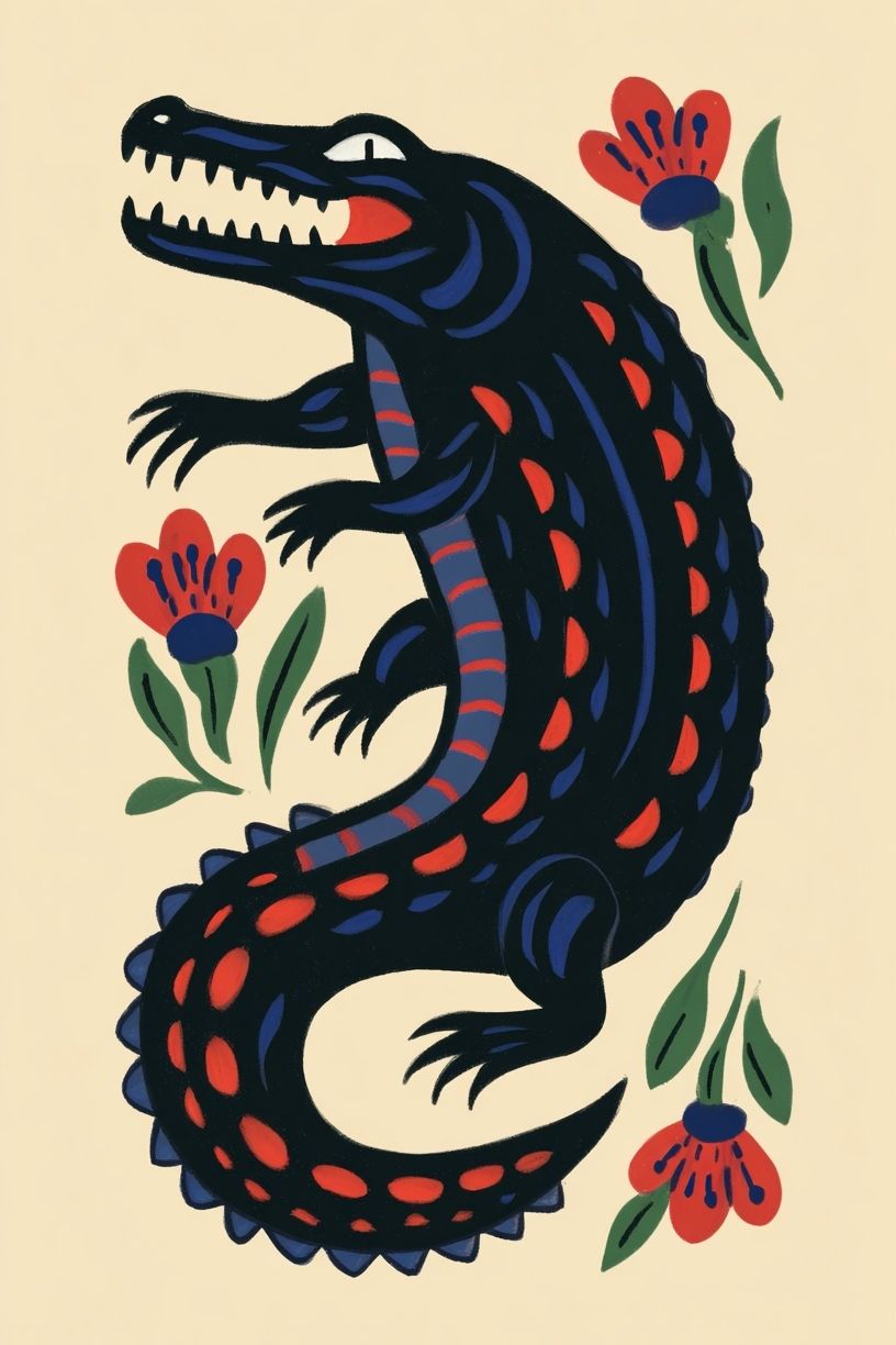 Colorful Crocodile Illustration Poster. poster — illustration art