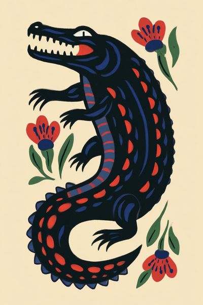 Colorful Crocodile Illustration Poster. poster print