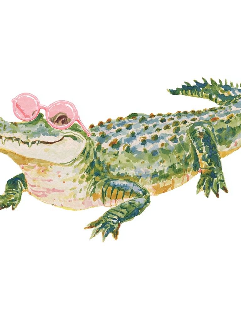 Cool Crocodile — Watercolor Print. poster detail