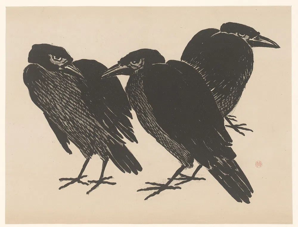Three Crows — Illustration Print. poster — illustration art