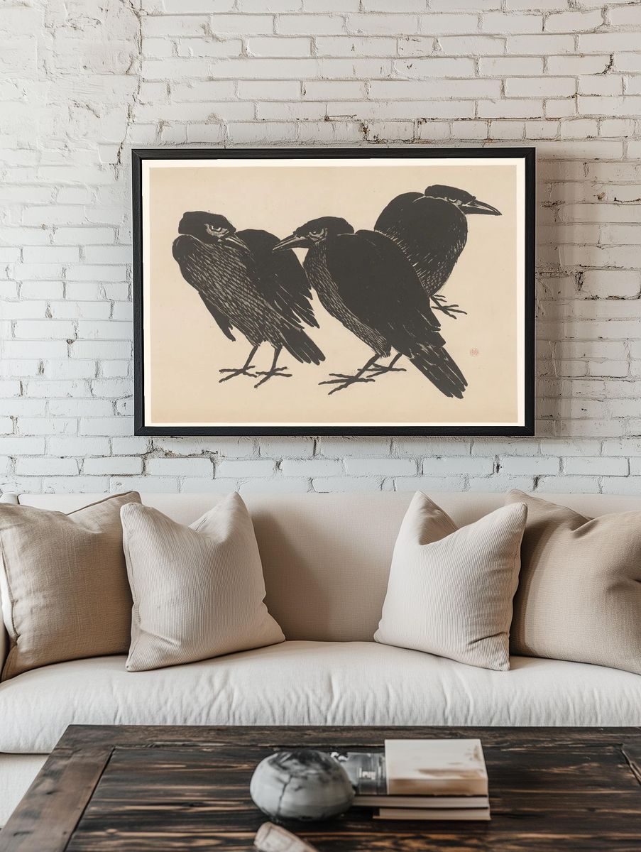 Three Crows — Illustration Print. — room view 1