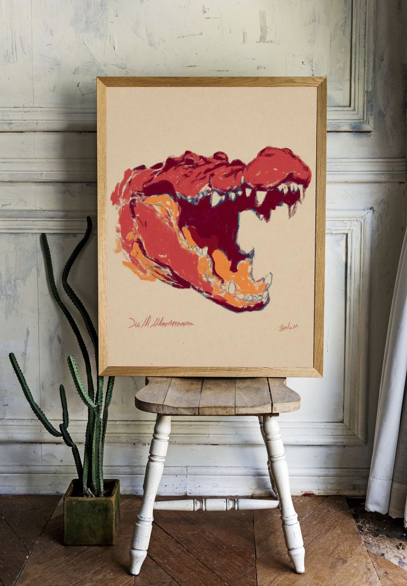 Crocodile Head — Abstract Print. room preview