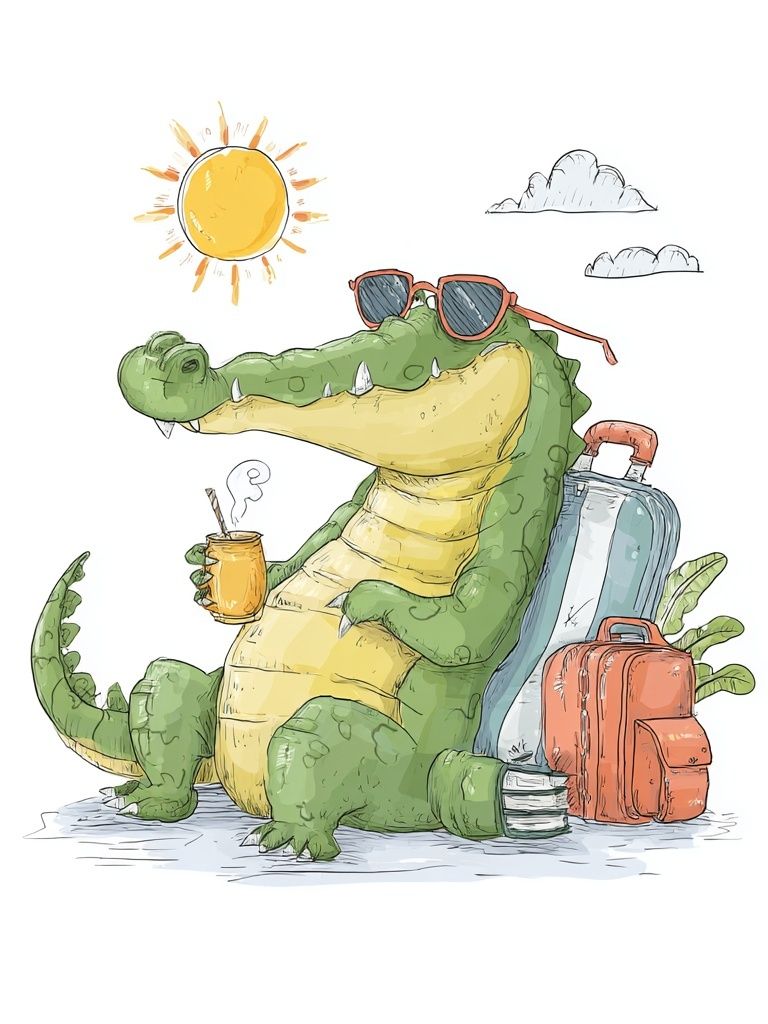 Charming Crocodile — Cartoon Print. poster detail