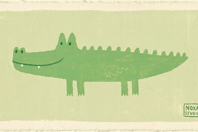 Green Crocodile Illustration Poster. poster