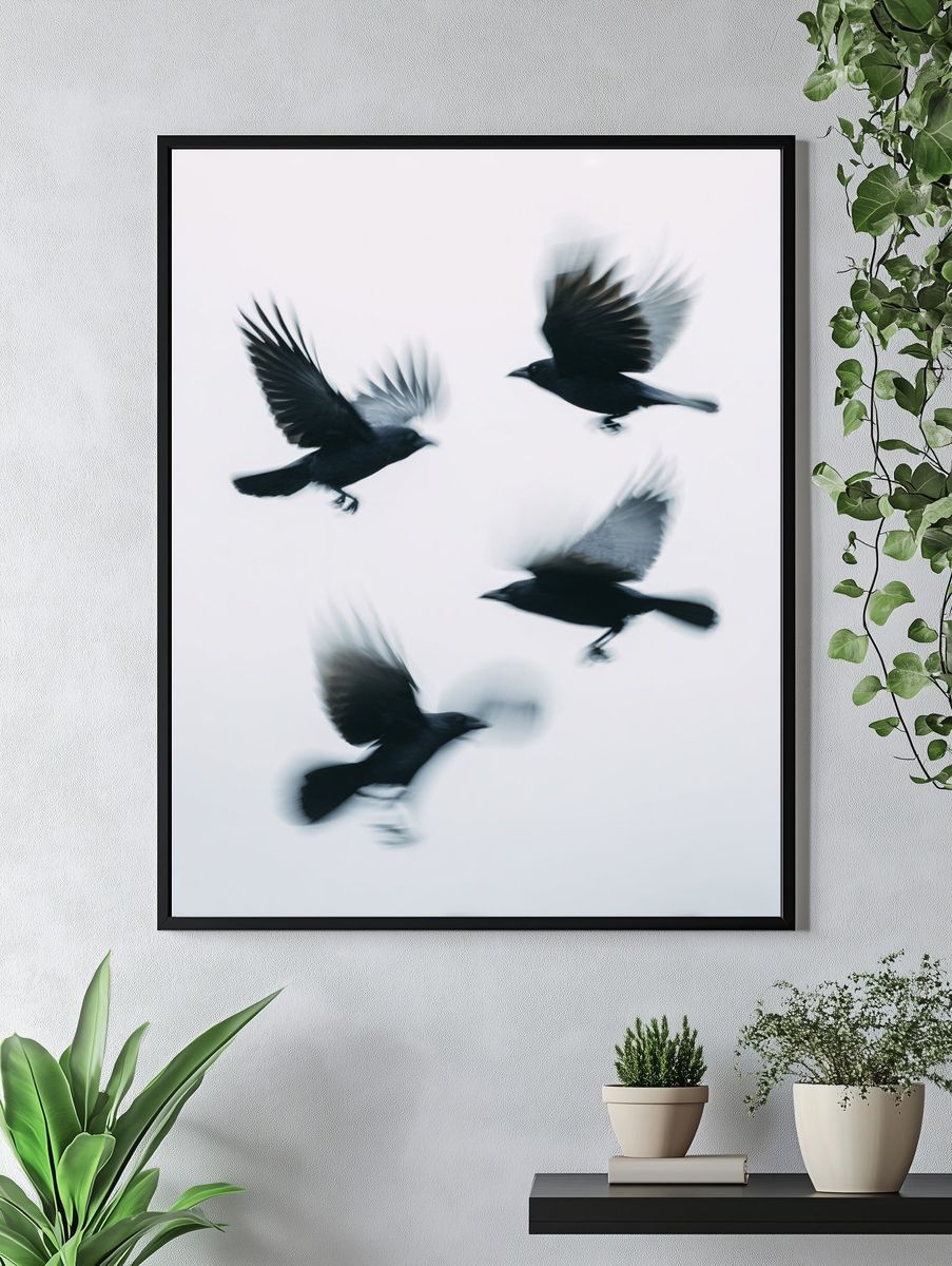 Flying Crows — Photography Print. — room view 4