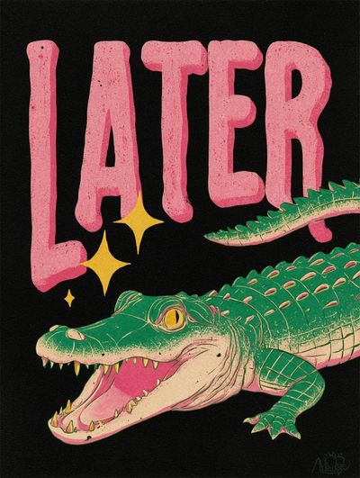 Later Crocodile Retro Poster. poster