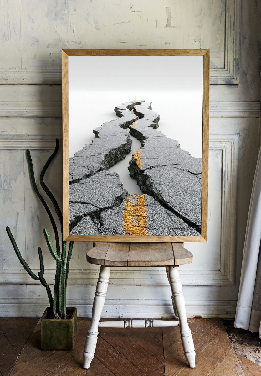 Cracked Roadway Perspective Print. — room view 1