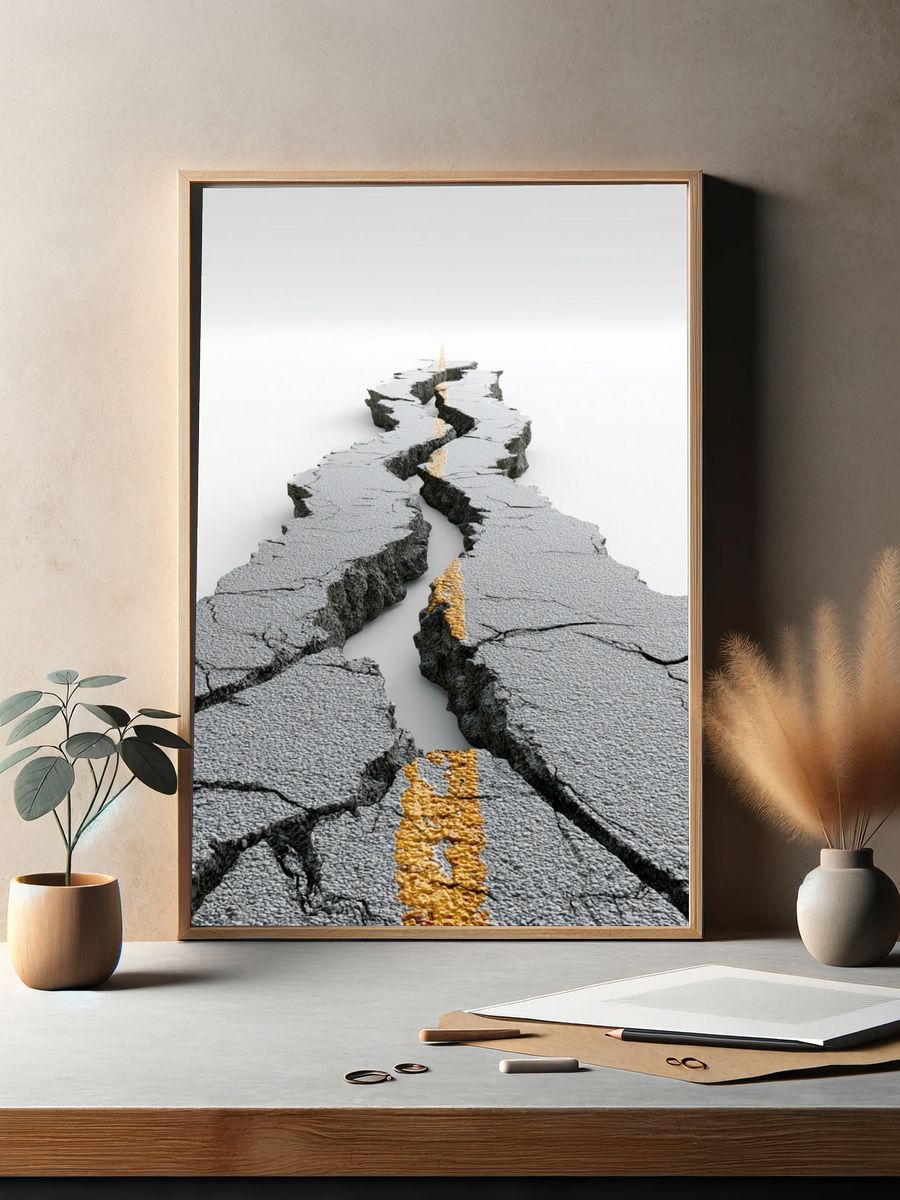 Cracked Roadway Perspective Print. — room view 2