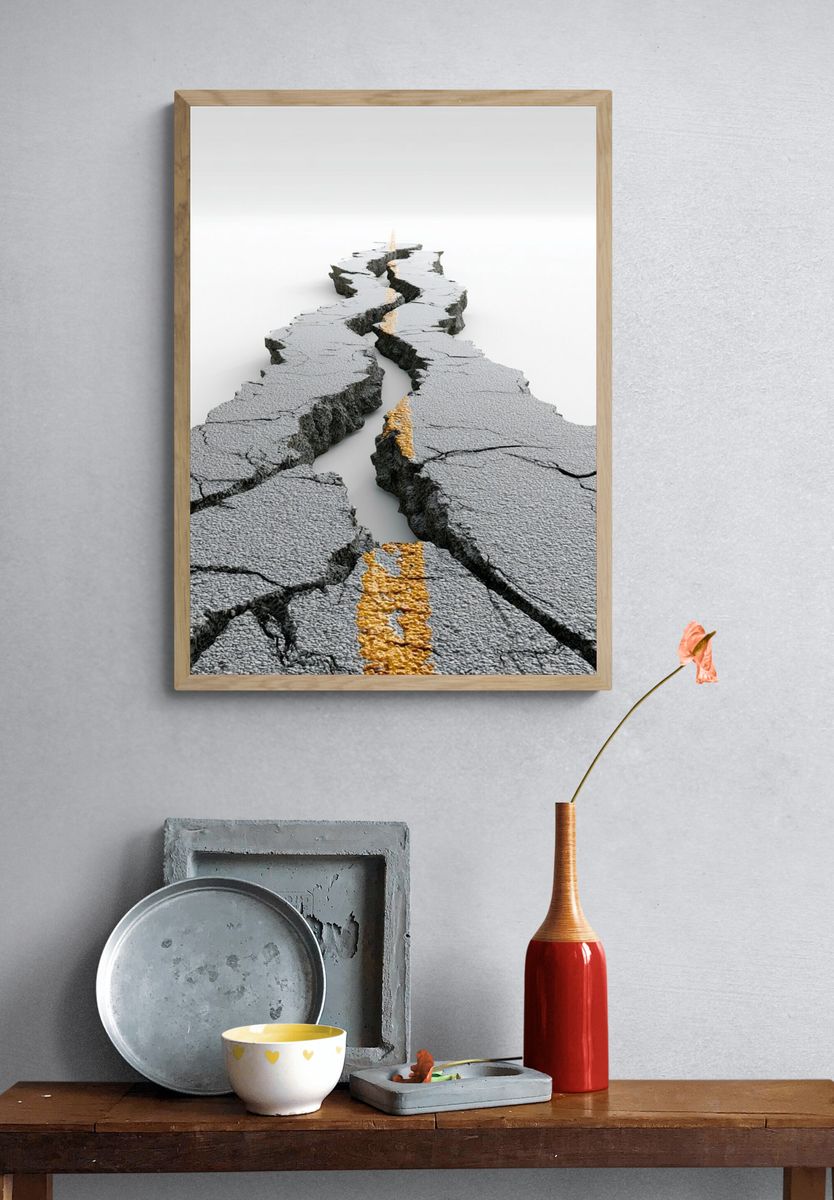 Cracked Roadway Perspective Print. — room view 3