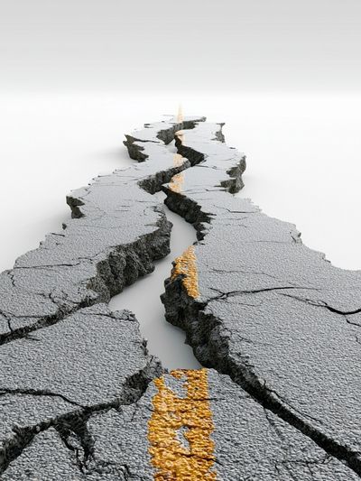 Cracked Roadway Perspective Print. poster