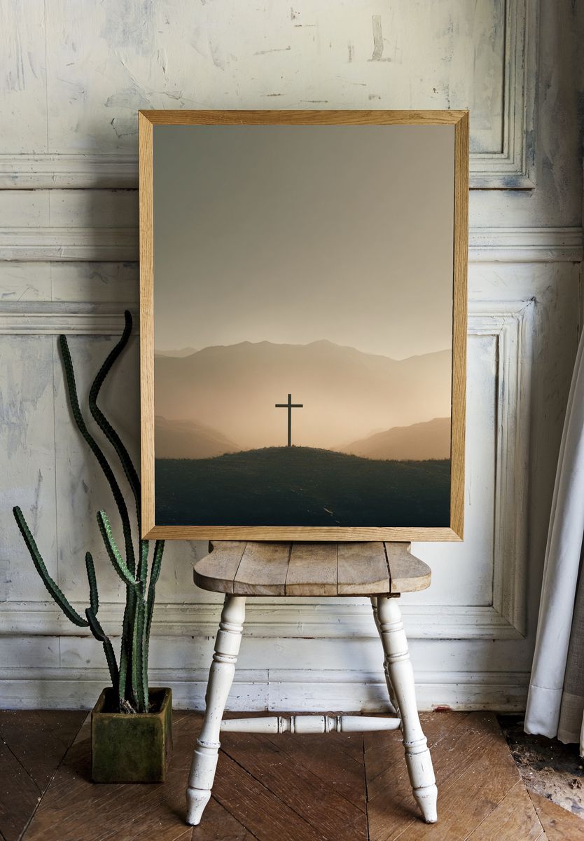 Cross at Dawn Photography Poster. — room view 1