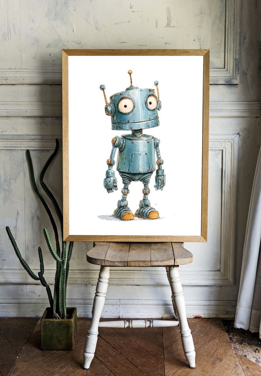 Cute Robot Illustration Poster room preview