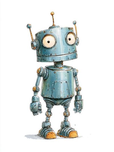 Cute Robot Illustration Poster. poster print