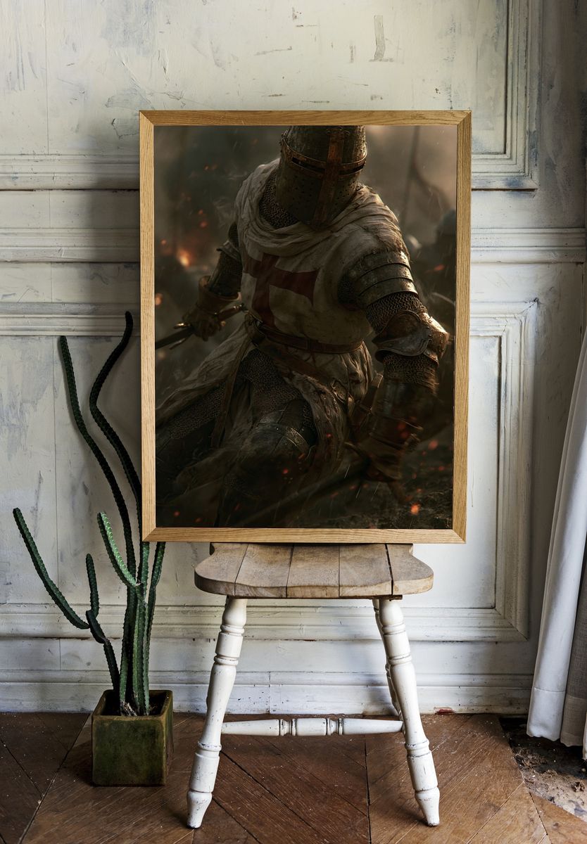 Crusader Knight Digital Art Poster. room preview