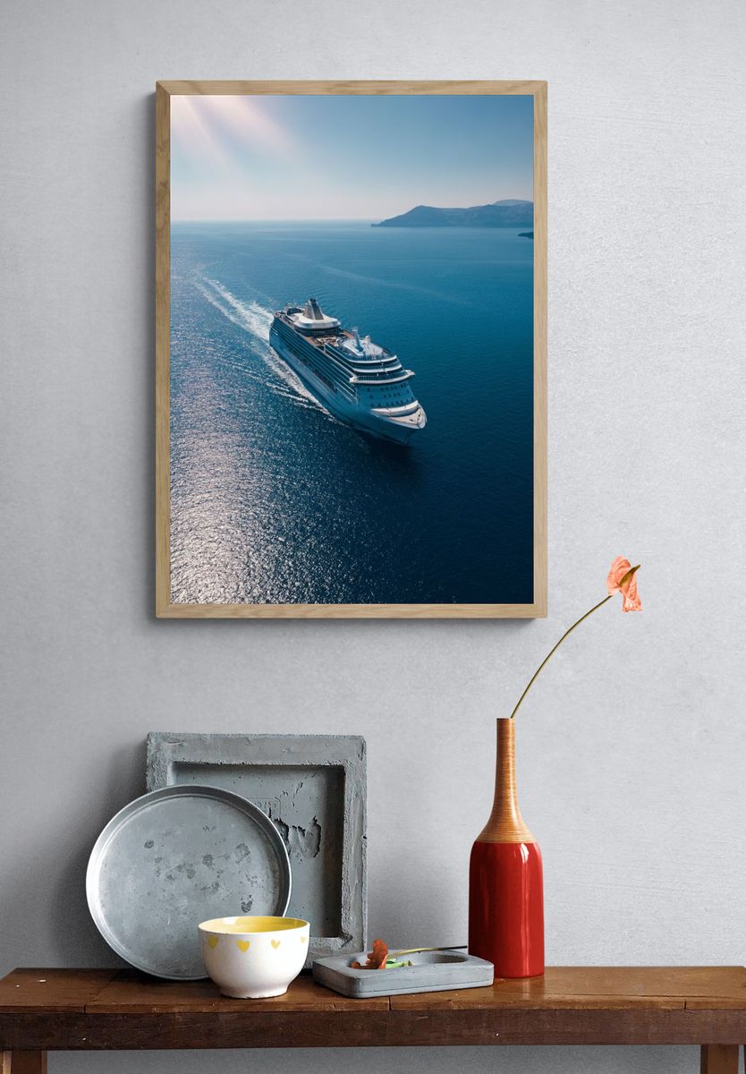 Cruise Ship at Sea Photography Poster. — room view 3