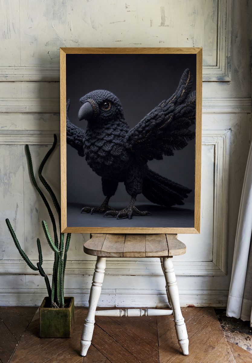 Crochet Black Raven Poster. — room view 1