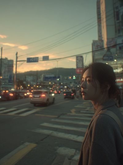 City Street at Dusk — Photography Print. poster