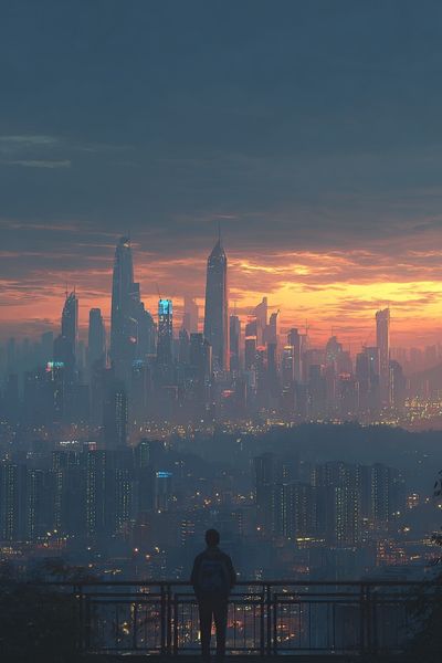 City Skyline at Dusk — Photography Print. poster