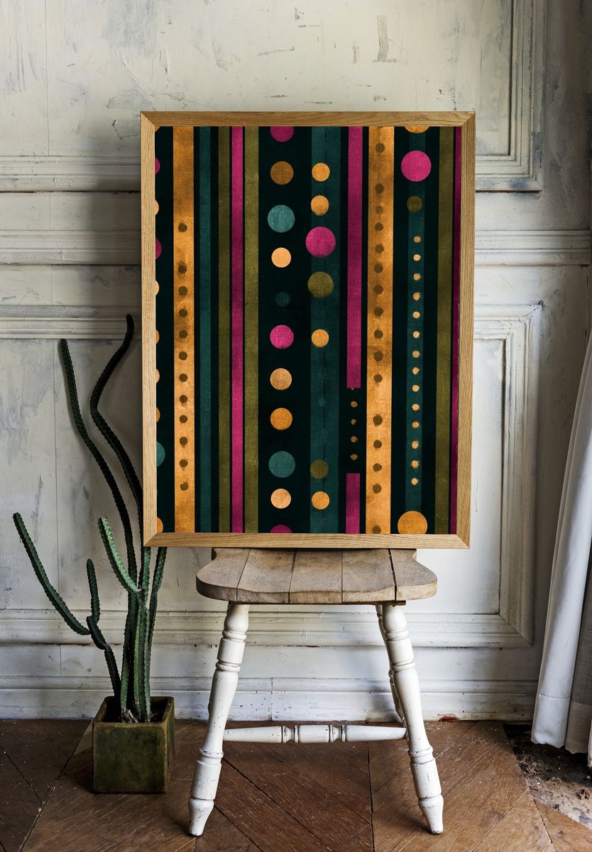 Colorful Stripes and Dots Poster room preview