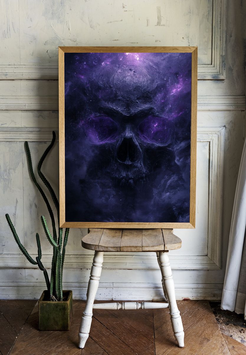 Cosmic Skull Digital Art Poster. — room view 1