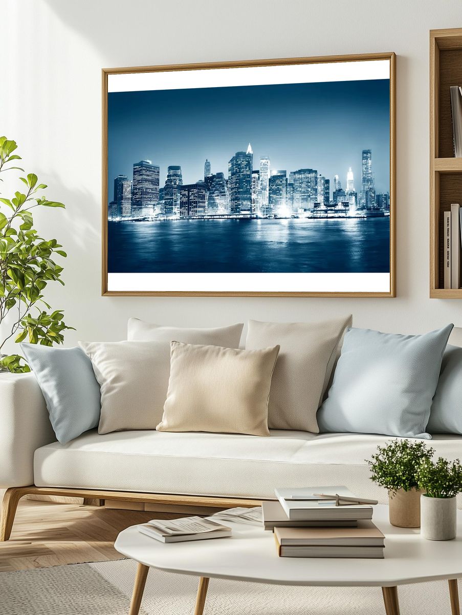 City Skyline at Night — Photography Print. — room view 2