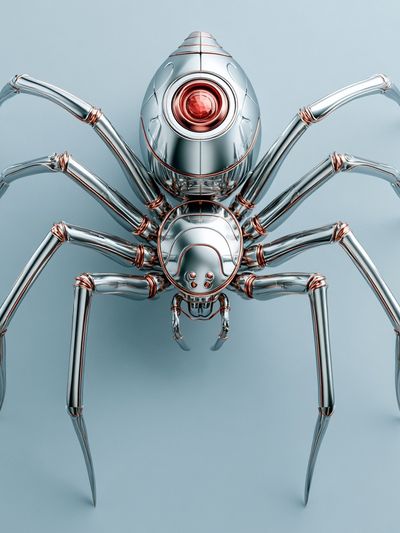 Chrome Spider Digital Art Poster. poster print