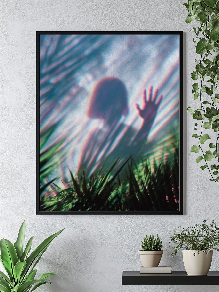 Child's Shadow Behind Leaves — Photography Print. — room view 4