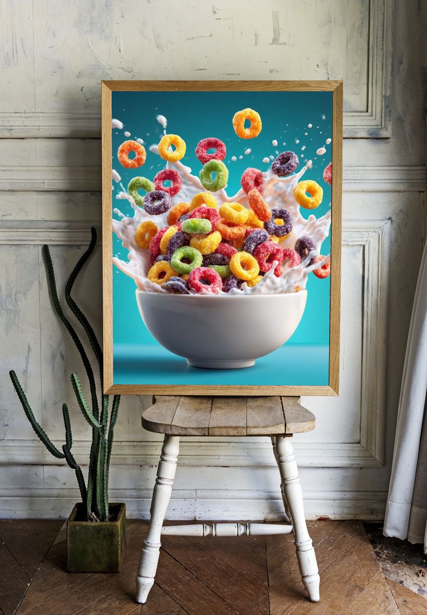 Colorful Cereal Splash Poster. — room view 1