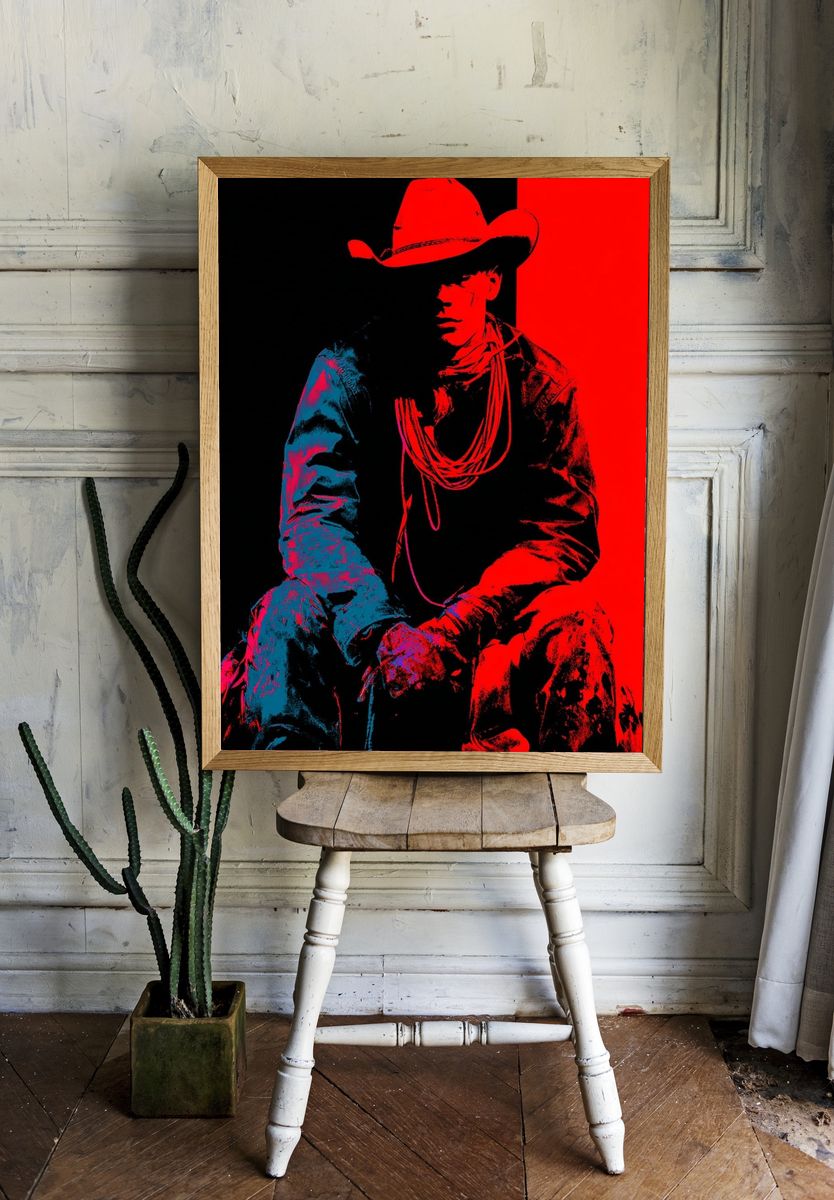 Cowboy Silhouette — Pop Art Print room preview