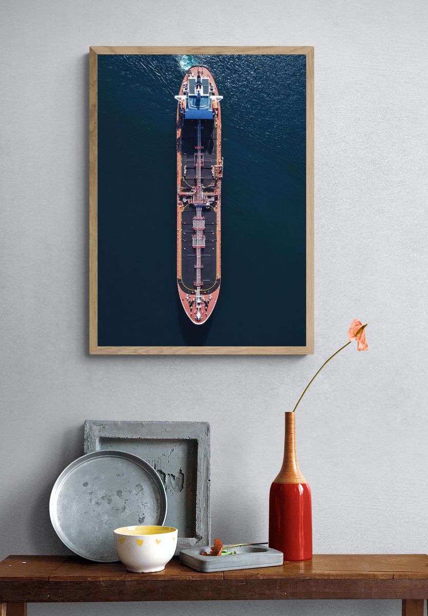 Cargo Ship Aerial View Poster. — room view 3