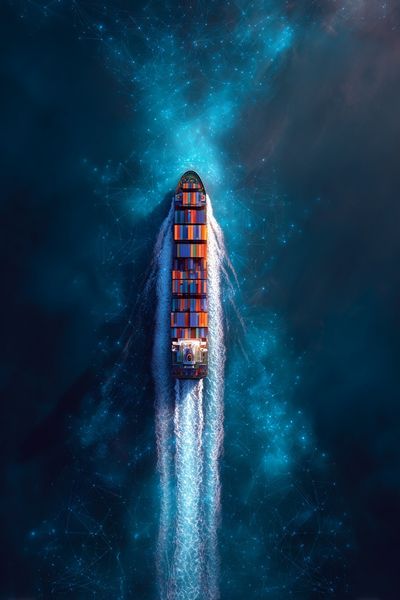 Cargo Ship in Ocean — Photography Print. poster print