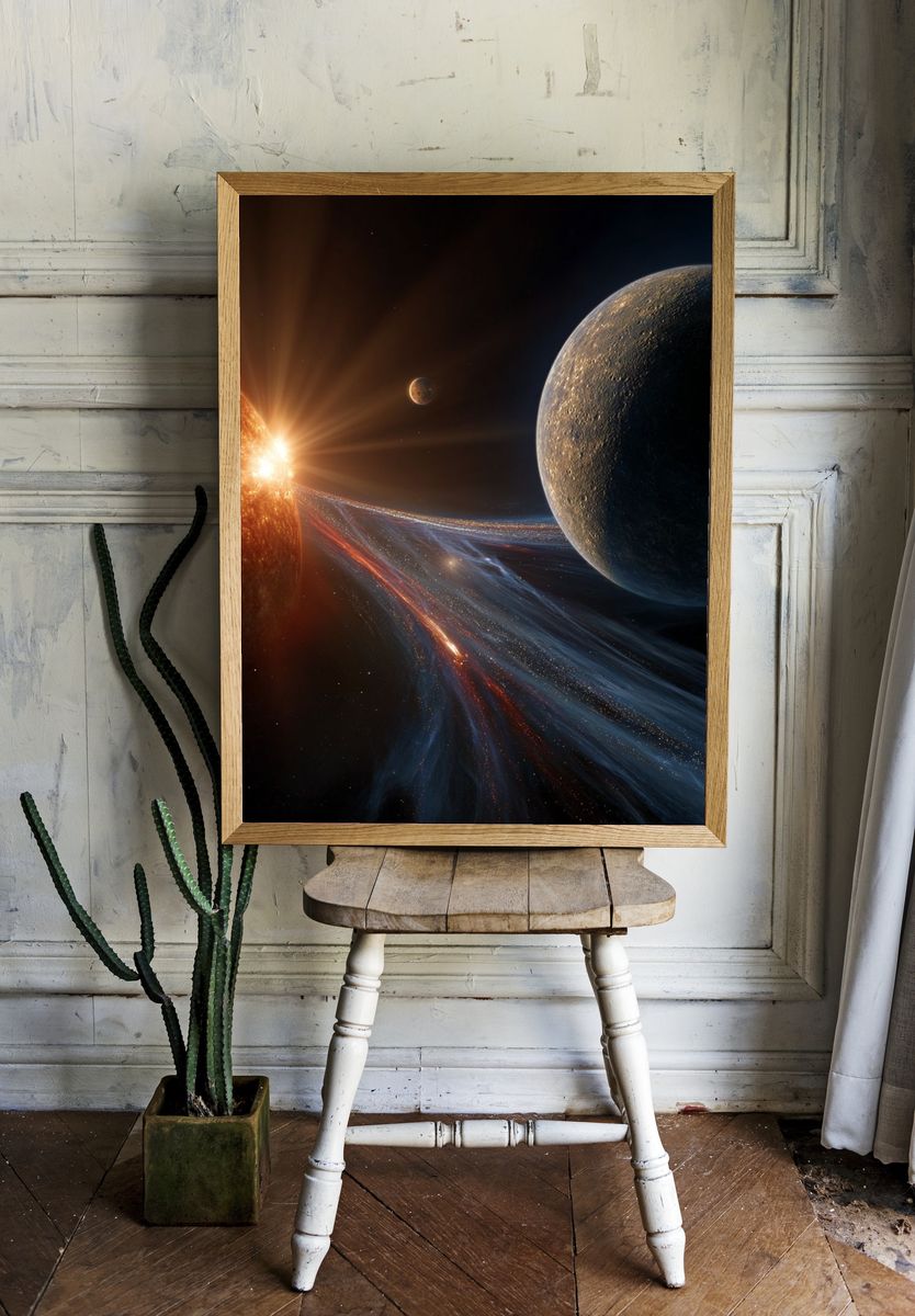 Cosmic Sunrise — Space Print. — room view 1