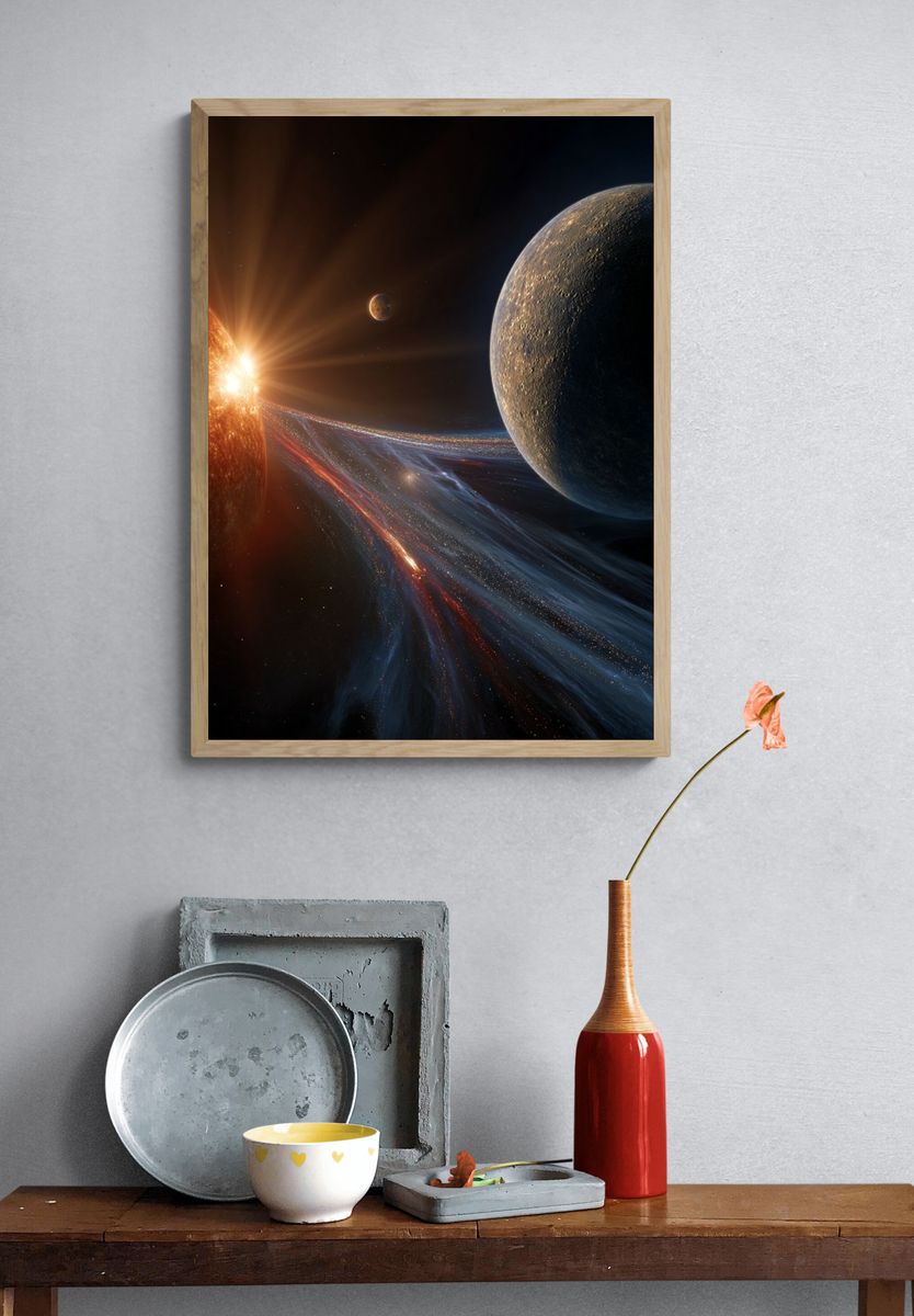 Cosmic Sunrise — Space Print. — room view 3
