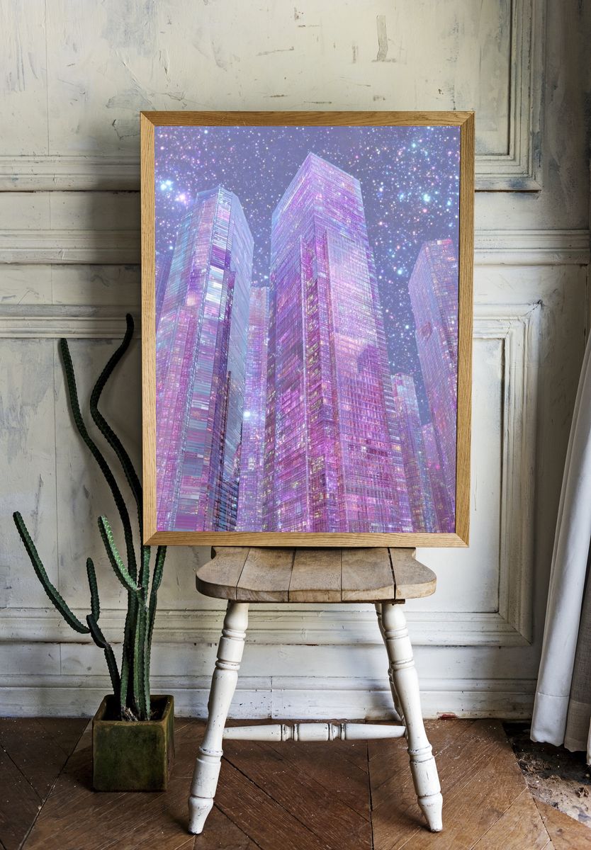 Cosmic Cityscape — Digital Art Print room preview