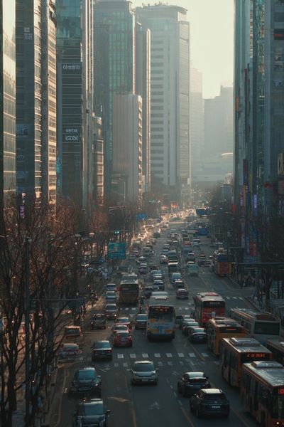 Urban Cityscape at Dusk Poster. poster