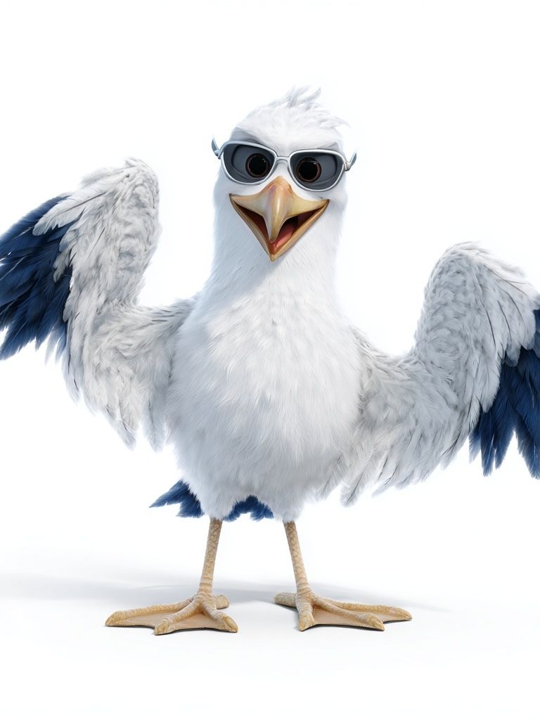 Cool Seagull — Cartoon Print. poster detail