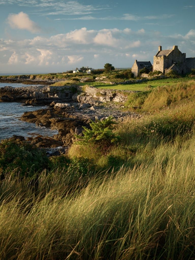 Coastal Ruins at Sunset Poster. poster detail