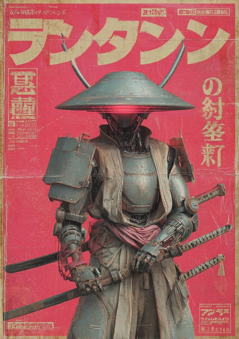 Cyber Samurai — Vintage Print. poster detail