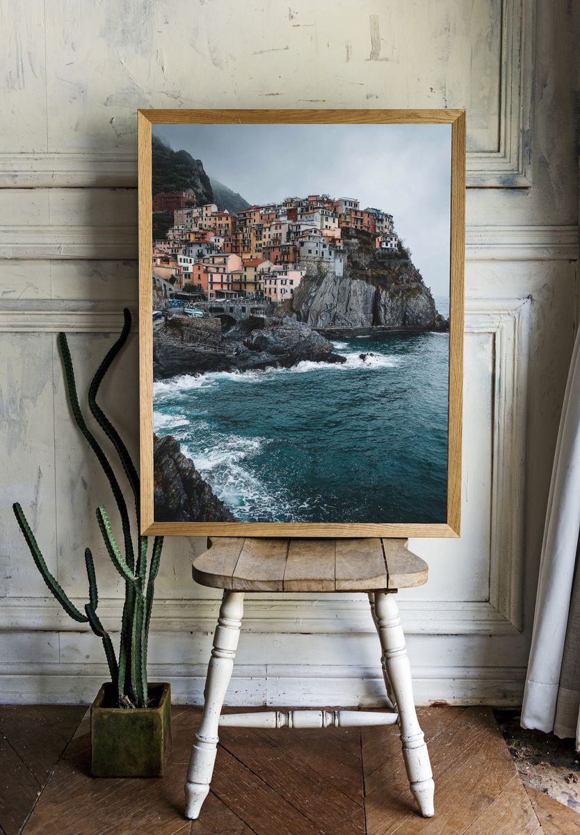 Cinque Terre Cliffside Village Print. — room view 1