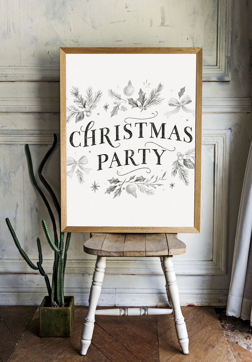 Christmas Party Typography Print. room preview
