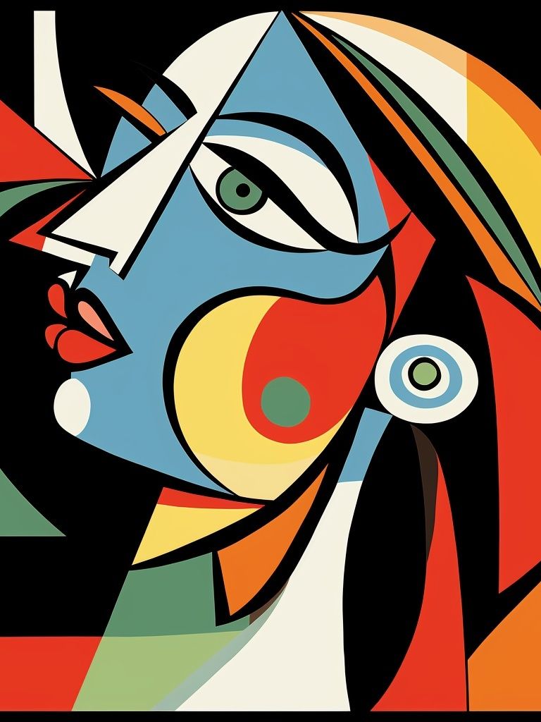 Cubist Face Abstract Print. poster — fine-art art