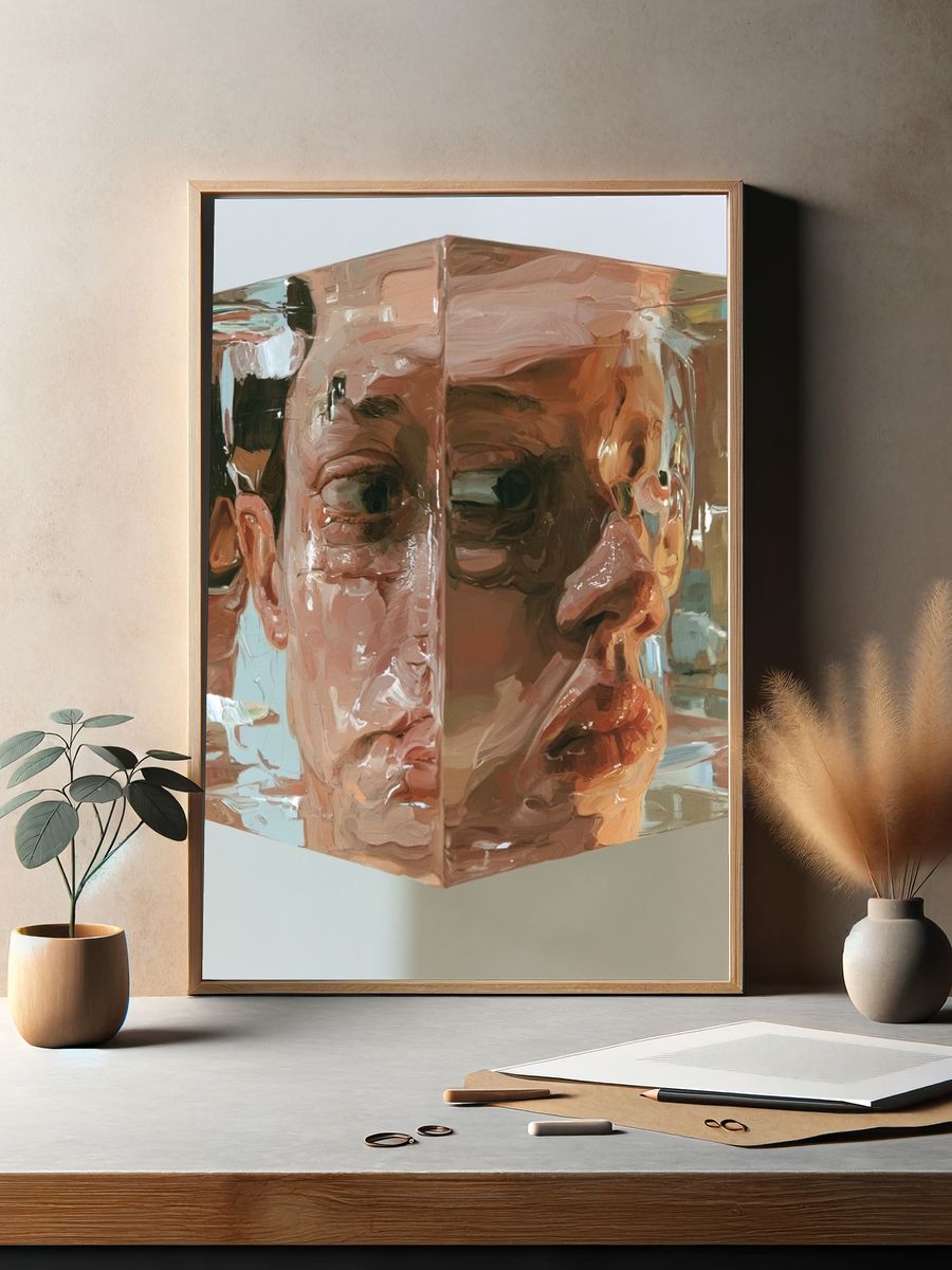 Cubist Face Study Print. — room view 2