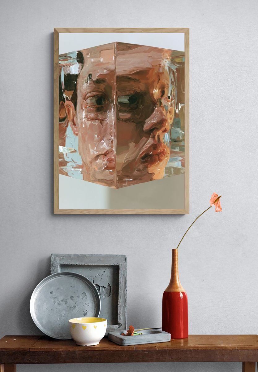 Cubist Face Study Print. — room view 3