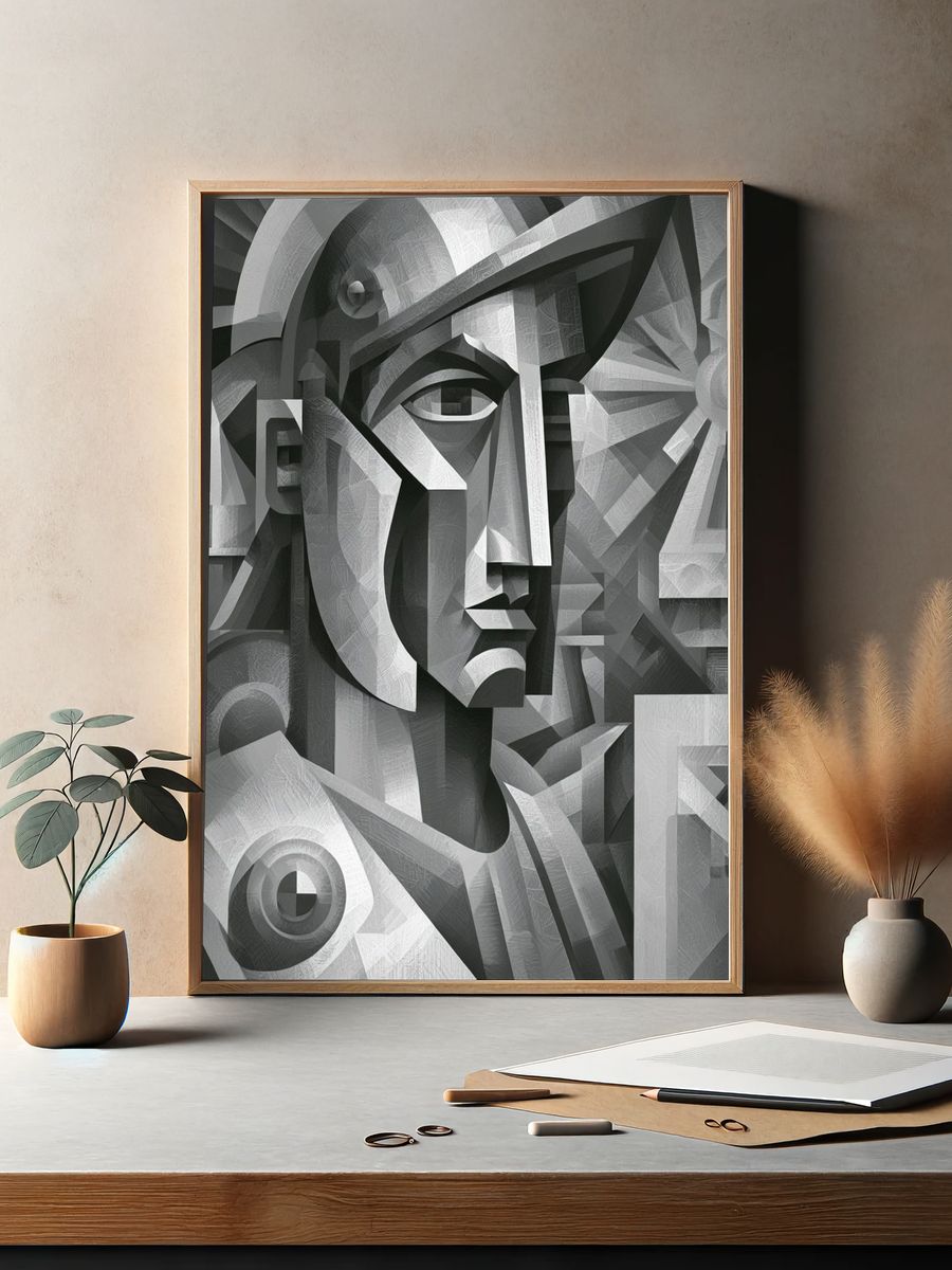 Cubist Face Abstract Poster. — room view 2