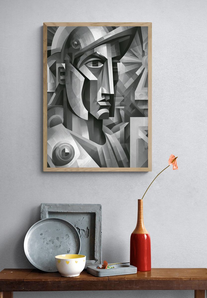 Cubist Face Abstract Poster. — room view 3