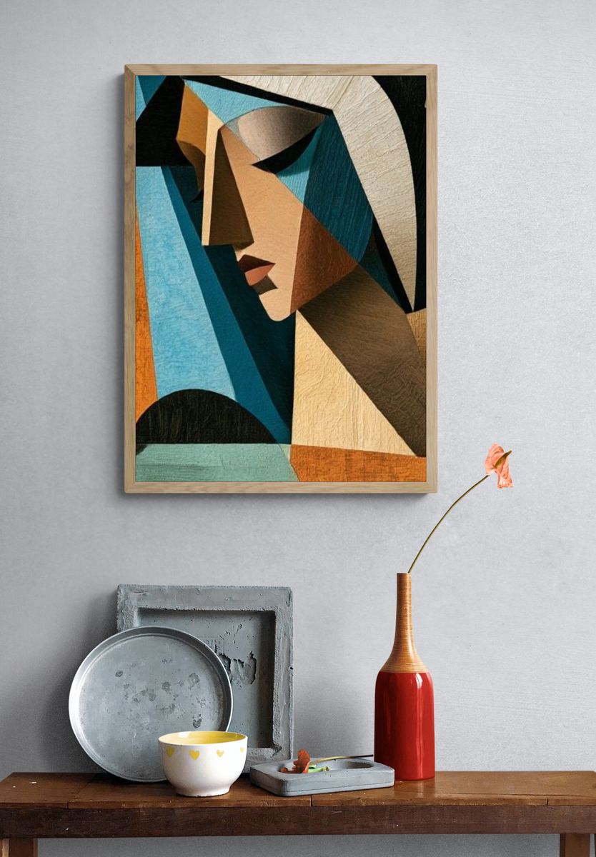 Cubist Woman Portrait Print. — room view 3