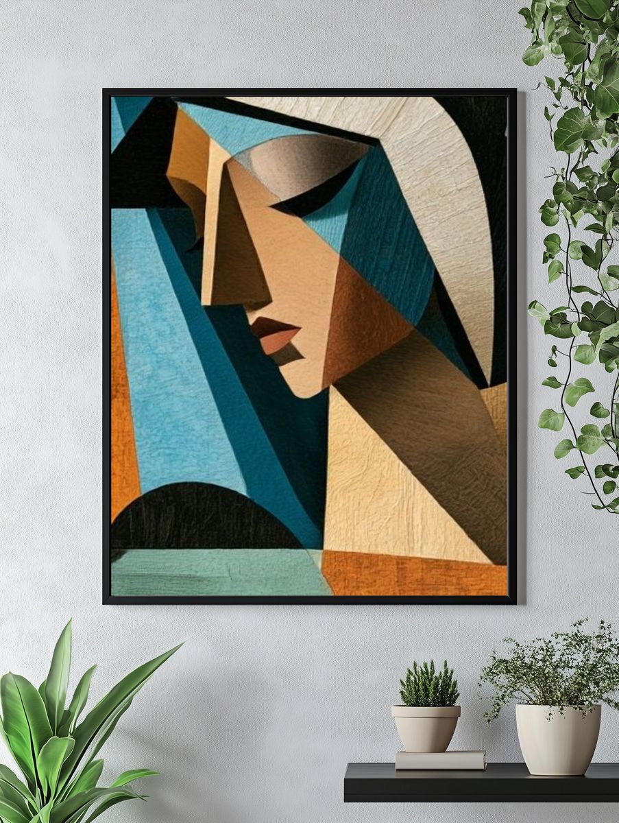 Cubist Woman Portrait Print. — room view 4
