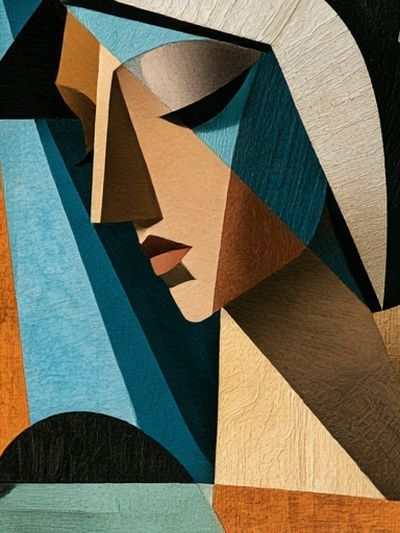 Cubist Woman Portrait Print. poster